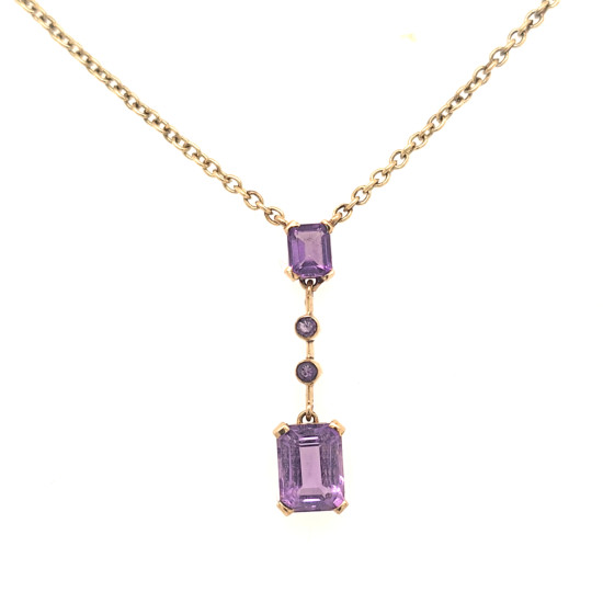 Pre Owned 9ct Amethyst Necklet ZV941